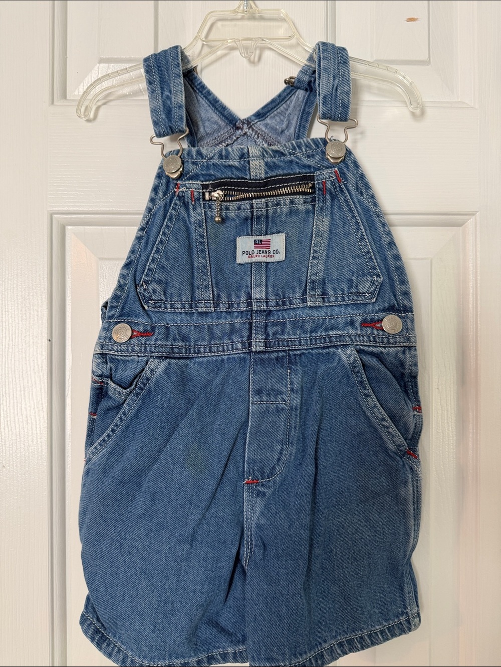Kids Size 2T Ralph Lauren Polo Blue Denim Overall Shorts One-Piece